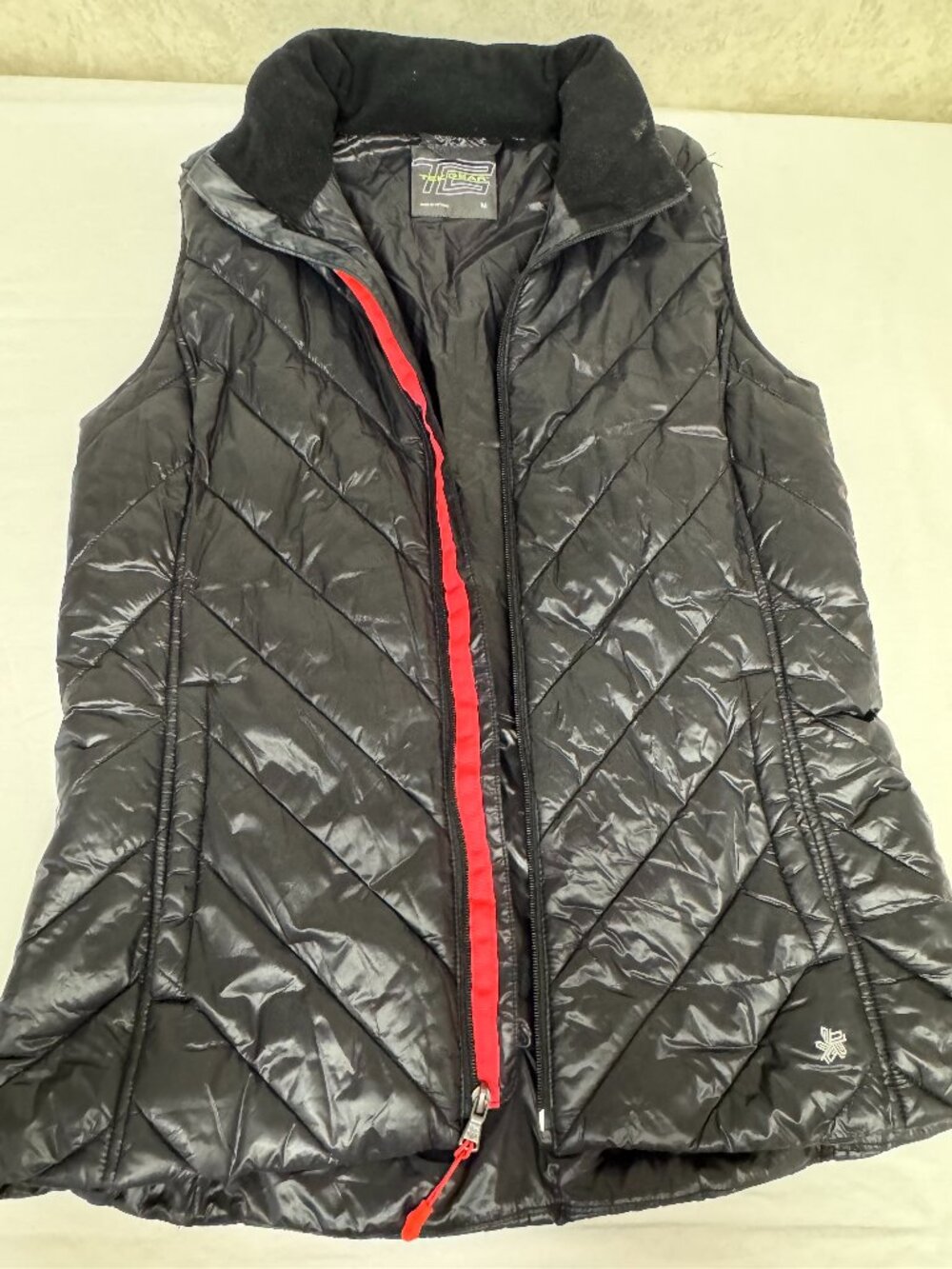 Tek Gear Black Quilted Puffer Vest Medium Lightweight Zip Front Vest